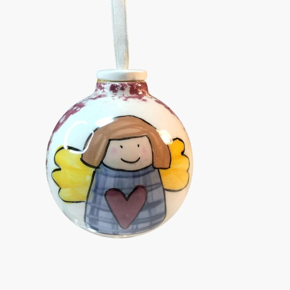Peace Angel Christmas Ornament Hand Painted Ceramic